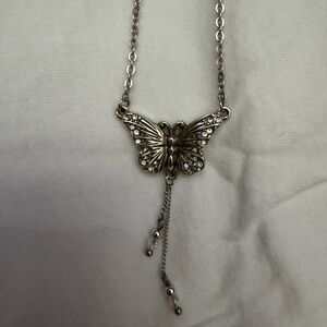 Brighton Silver Butterfly Crystal Necklace